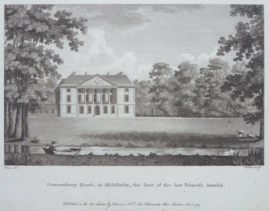 Print - Gunnersbury House, in Middlesex, the Seat of the Late Princess Amelia. - 